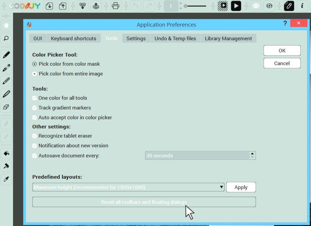 Reset interface elements